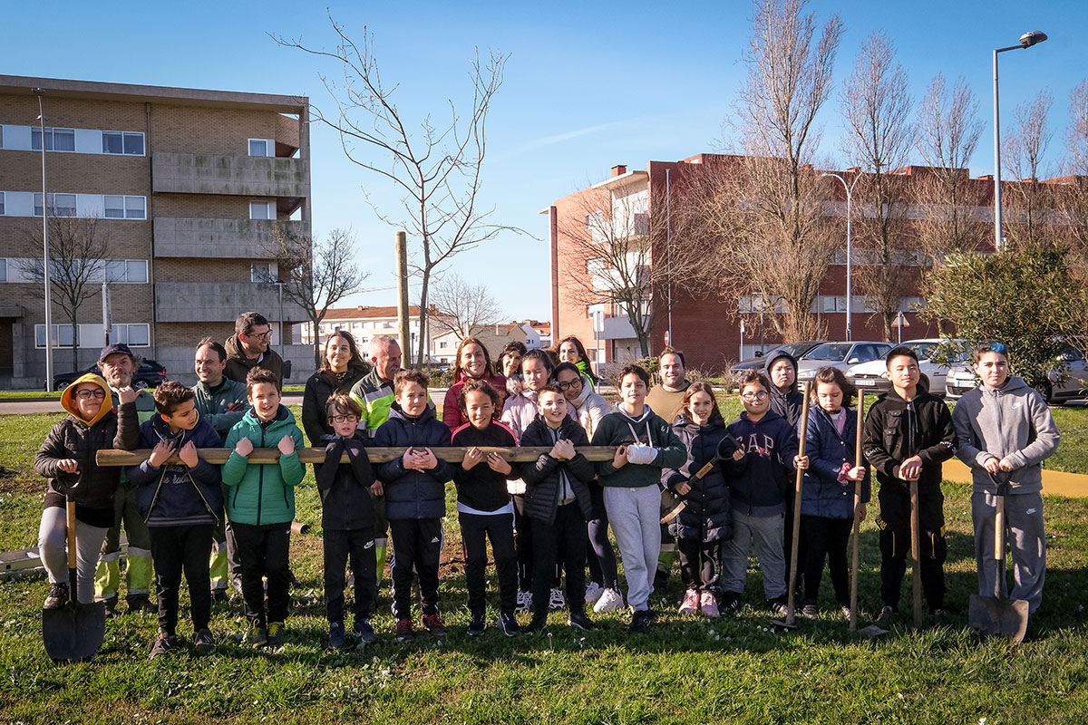 Alunos do Colégio de Amorim Plantaram Árvores na Via B