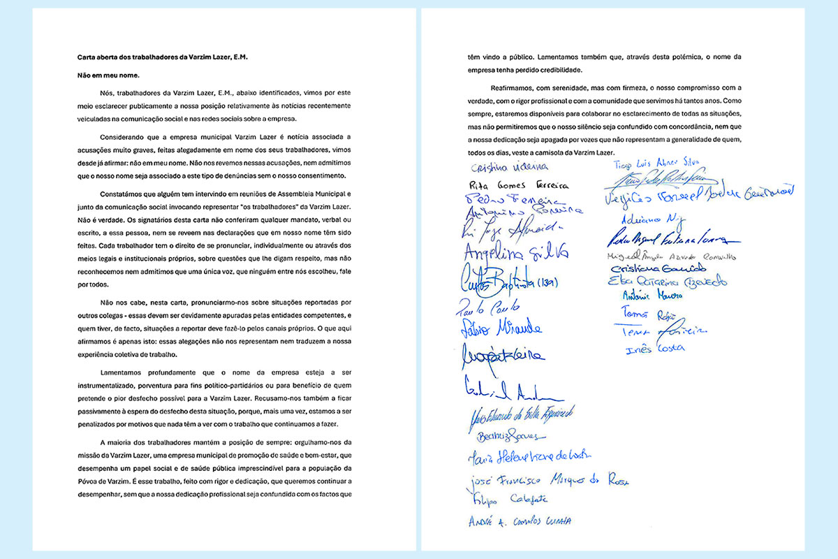 Carta aberta dos trabalhadores da Varzim Lazer, E.M.